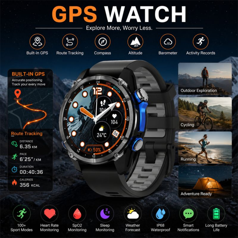 ساعة ذكية HD350 Pro بدرجة عسكر - مراجعة Altimeter Compass Watch وسعره