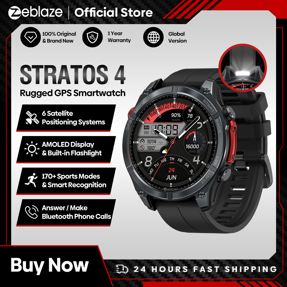 جديد Zeblaze Stratos 4 GPS ساع - مراجعة Altimeter Compass Watch وسعره