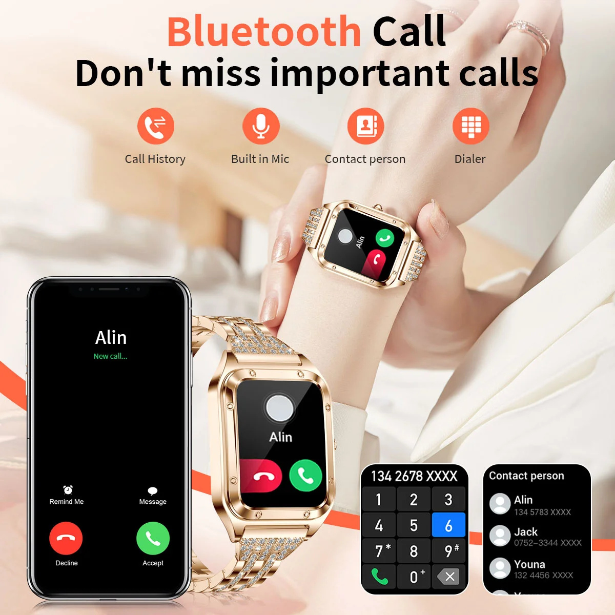 1.57 بوصة ساعة ذكية فاخرة للنس - مراجعة Watches Ladies Smartwatch وسعره