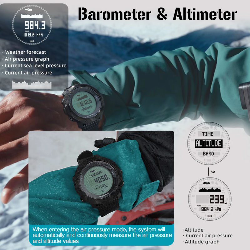 ساعة رقمية للغوص الحر NORTH ED - مراجعة Altimeter Compass Watch وسعره