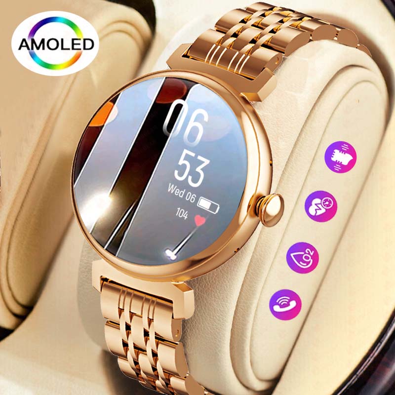 شاشة AMOLED مقاس 1.04 بوصة، شا - مراجعة Watches Ladies Smartwatch وسعره