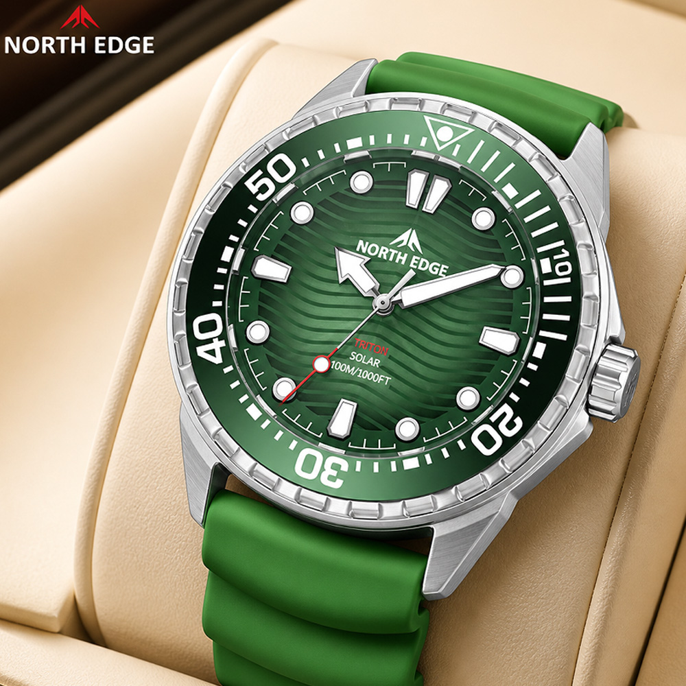ساعة غوص شمسية NORTH EDGE TRIT - مراجعة Altimeter Compass Watch وسعره