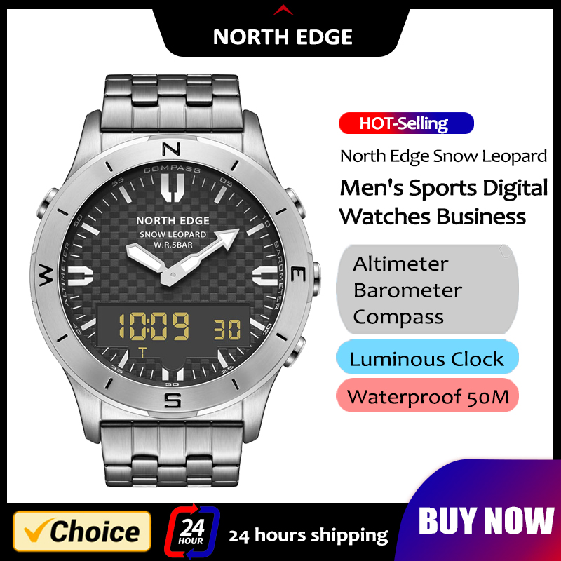 NORTH EDGE ساعة رقمية رياضية ل - مراجعة Altimeter Compass Watch وسعره